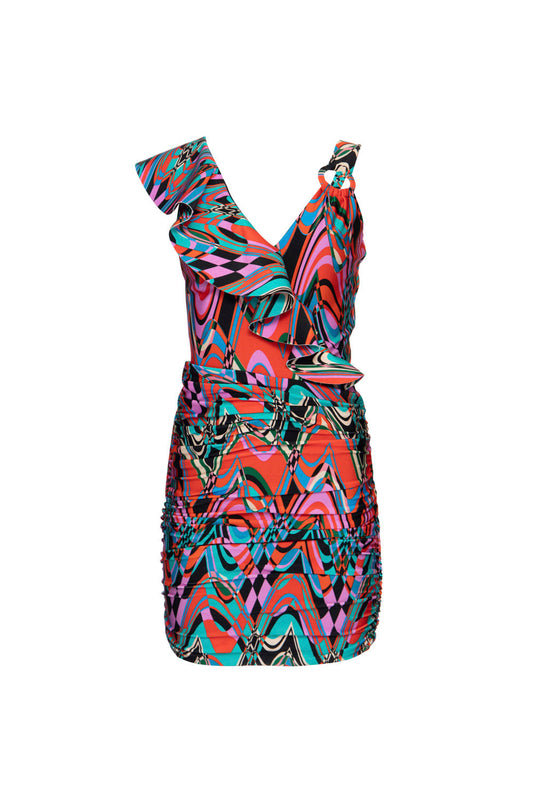 VESTIDO CURTO ARGOLA PSICODELIA  VERMELHO