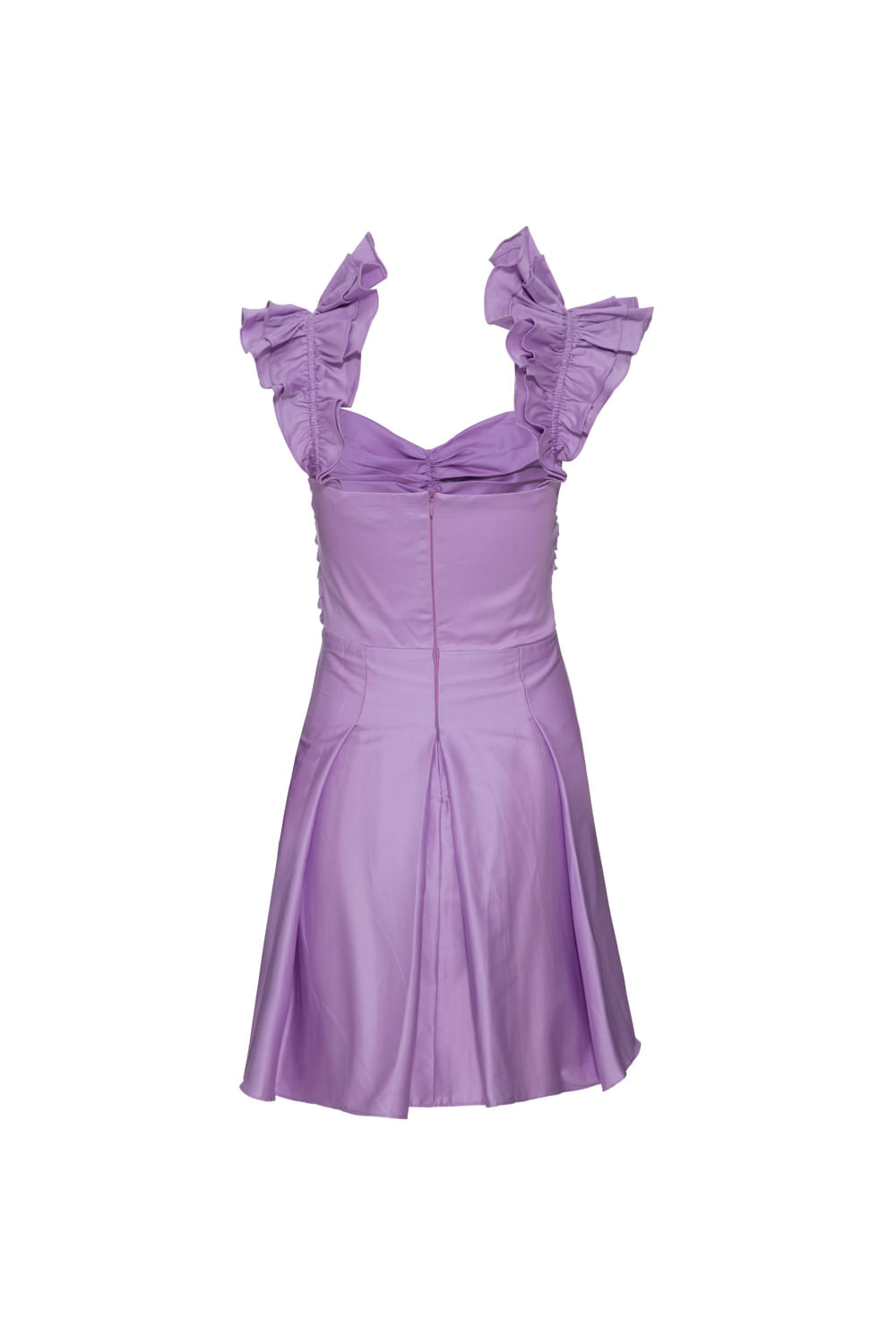 VESTIDO CURTO MANGA BABADOS TRICOLINE JANE LILAS