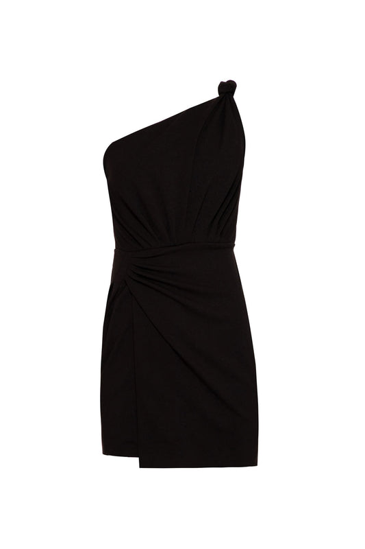 VESTIDO CURTO LAÇO CREPE DAISY PRETO