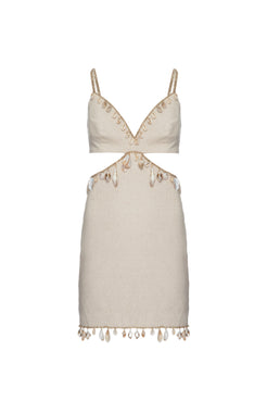 VESTIDO CURTO LINHO BÚZIOS NATURAL