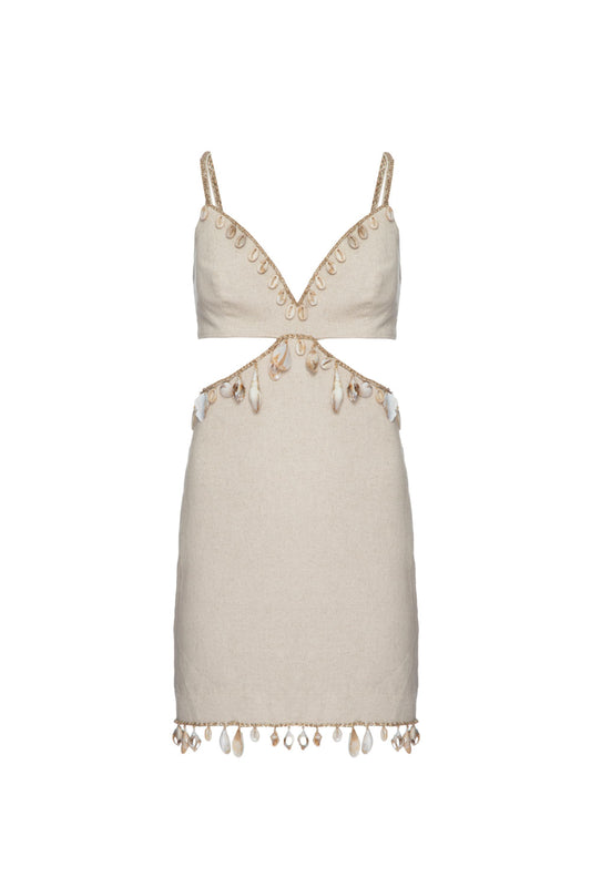 VESTIDO CURTO LINHO BÚZIOS NATURAL