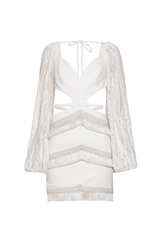 VESTIDO CURTO MANGAS NANCY OFF WHITE