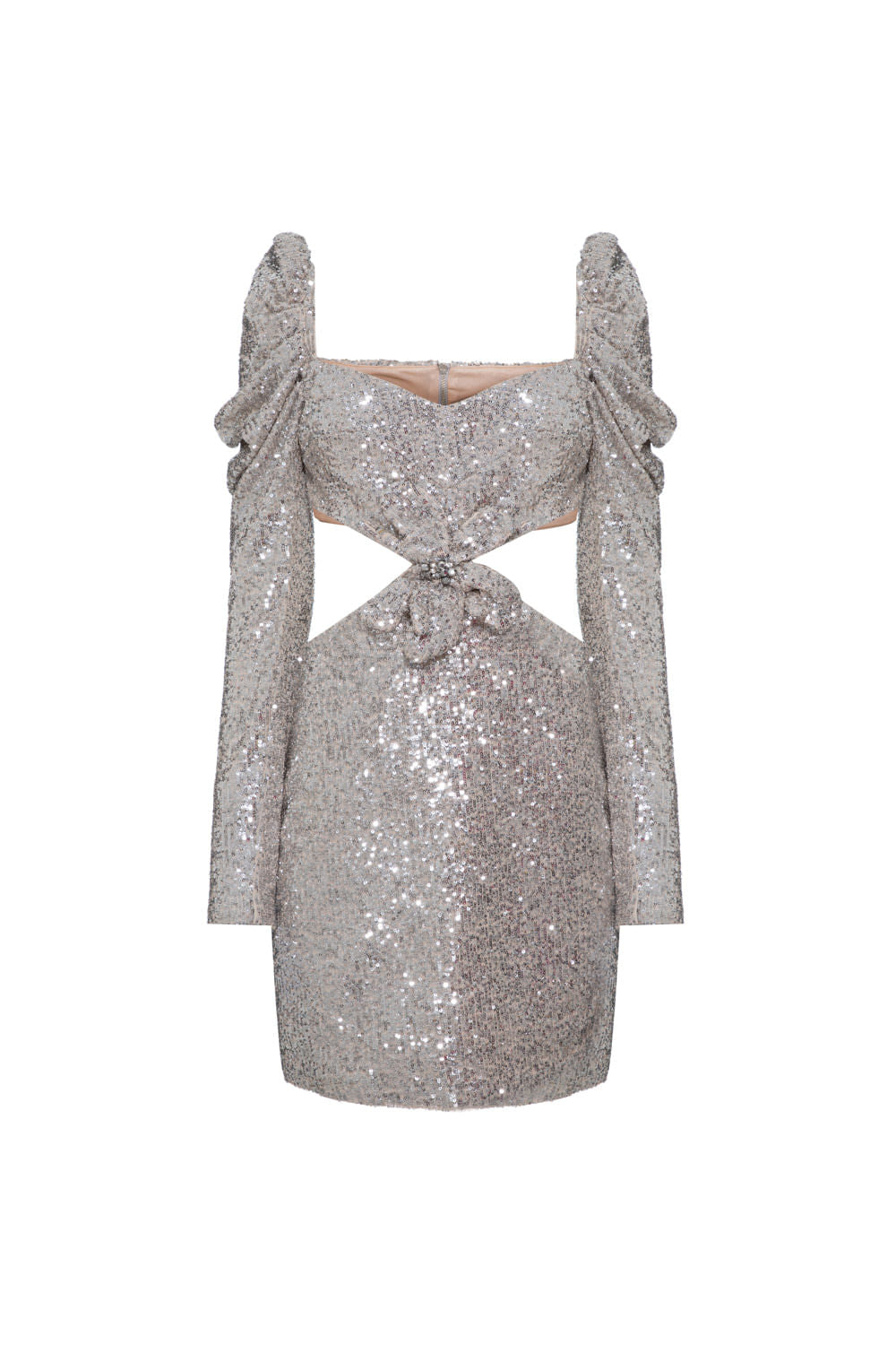 VESTIDO CURTO MANGAS FAIR LADY PRATA