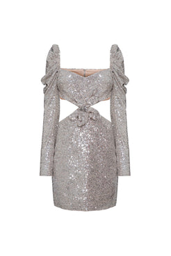 VESTIDO CURTO MANGAS FAIR LADY PRATA