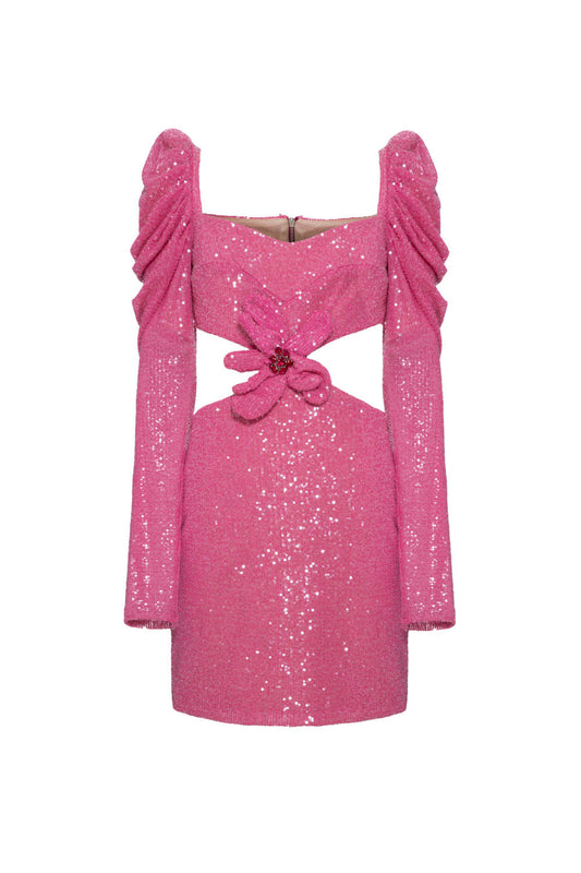 VESTIDO CURTO MANGAS FAIR LADY PINK