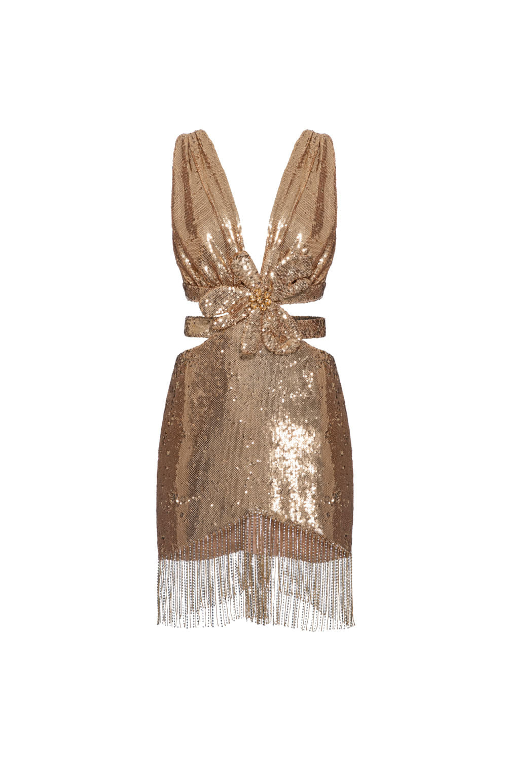 VESTIDO CURTO FRANJAS FAIR LADY DOURADO
