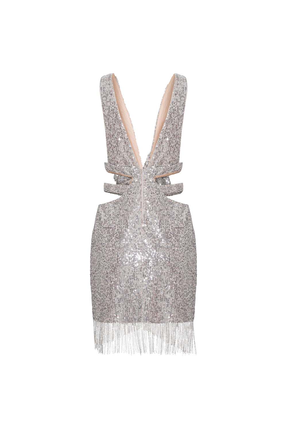 VESTIDO CURTO FRANJAS FAIR LADY PRATA