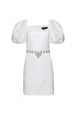 VESTIDO CURTO MANGAS BUFANTES PARTY TATE OFF WHITE