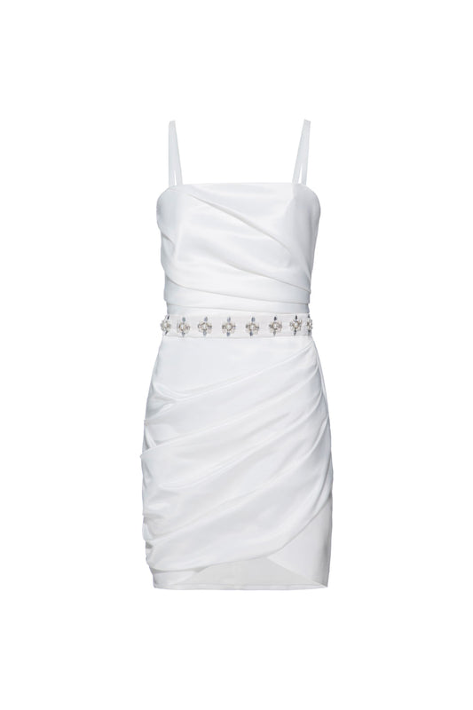 VESTIDO CURTO PREGAS PARTY TATE OFF WHITE