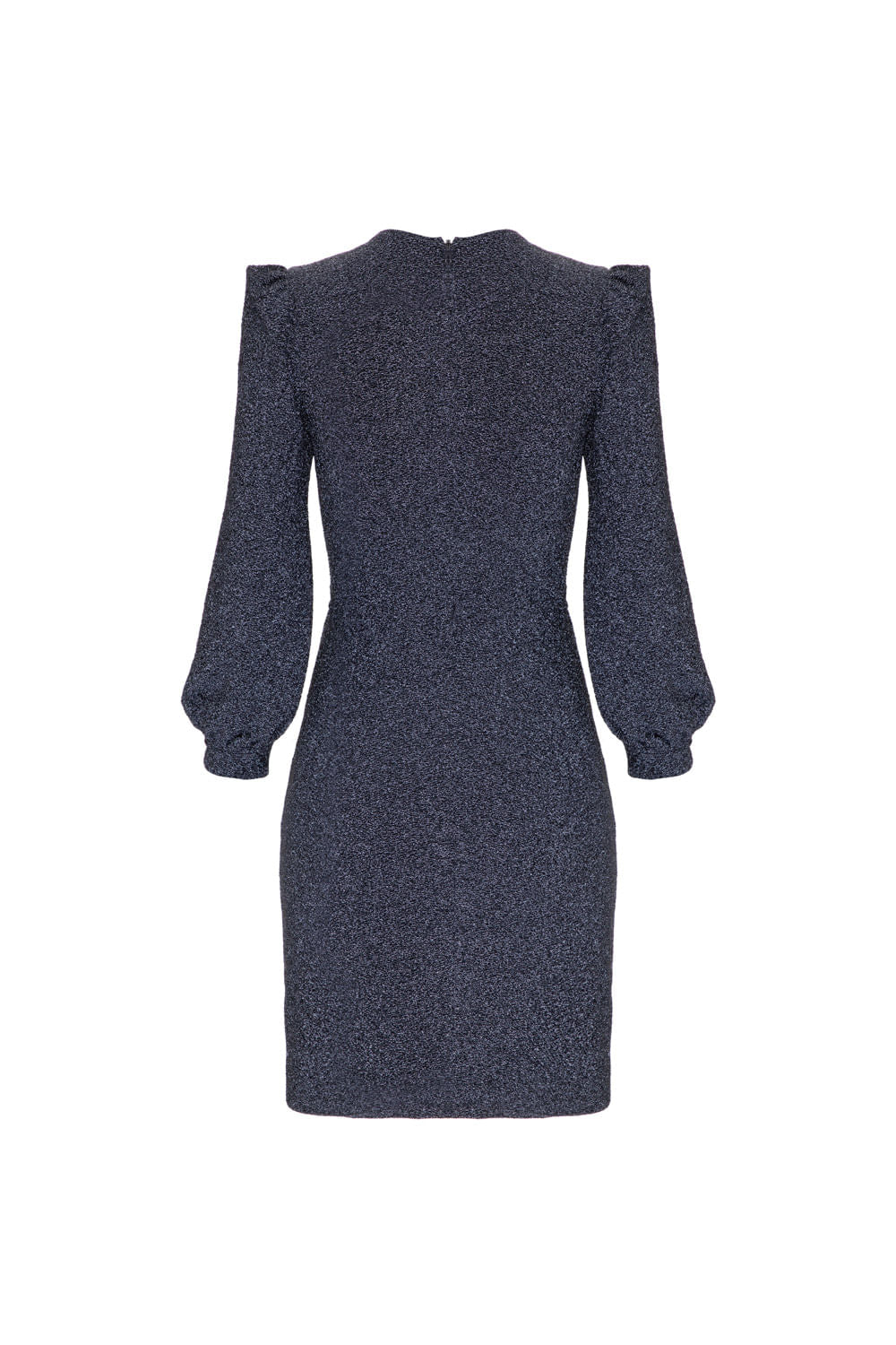 VESTIDO CURTO PREGAS LUREX BARDOT GRAFITE