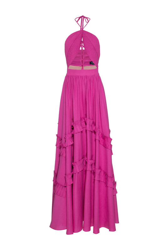 VESTIDO LONGO CAMADAS LINHO BALNEÁRIO PINK