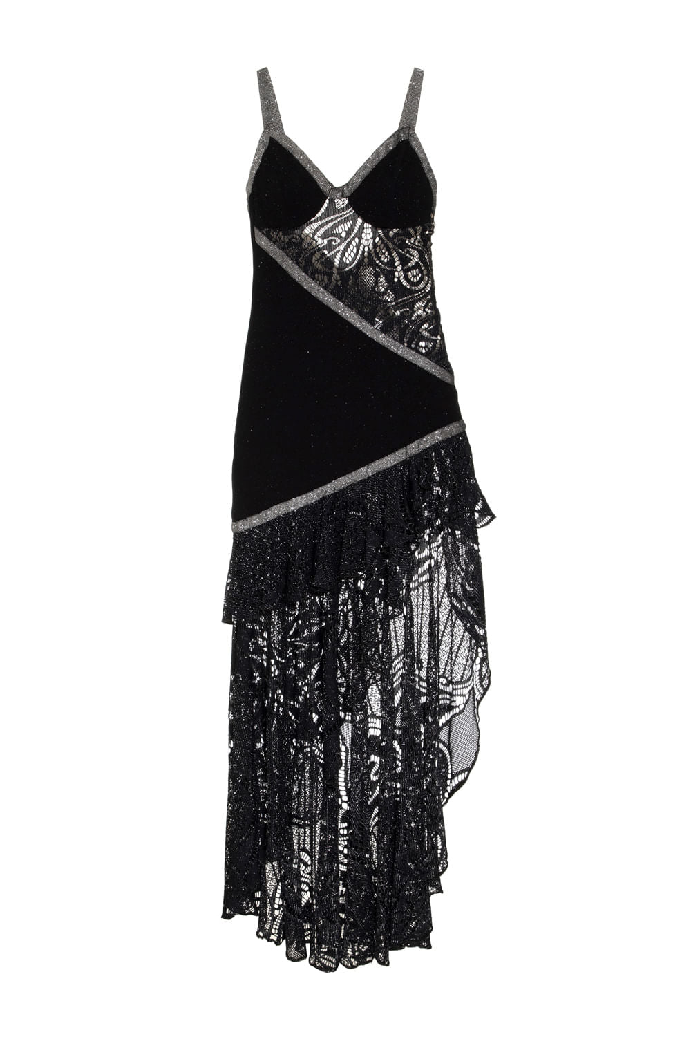 VESTIDO LONGO FENDA ASSIMÉTRICO MALHA BASEL PRETO