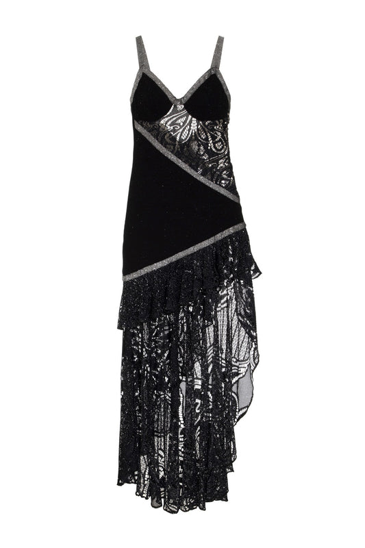 VESTIDO LONGO FENDA ASSIMÉTRICO MALHA BASEL PRETO