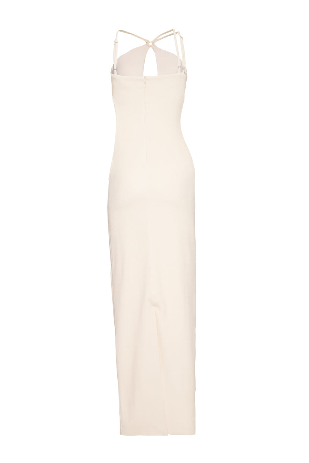 VESTIDO LONGO RECORTES FRONTAIS MALHA BASEL OFF WHITE