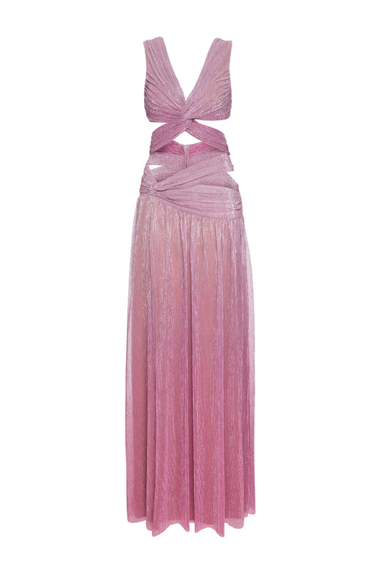 VESTIDO LONGO TRANÇADO LUREX TWIGGY ROSA