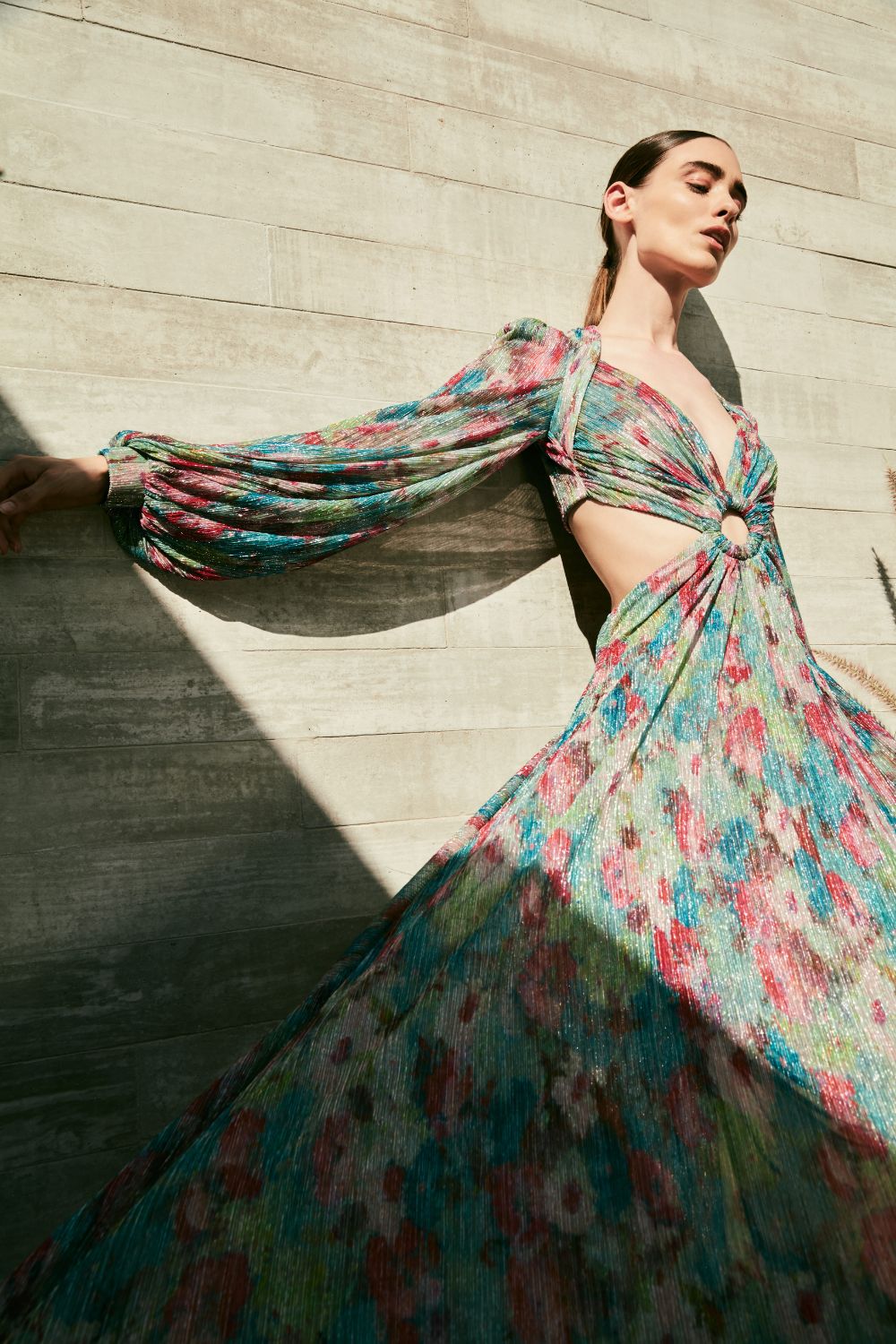 VESTIDO LONGO ARGOLA GARDEN COSMOS VERDE