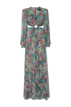 VESTIDO LONGO ARGOLA GARDEN COSMOS VERDE