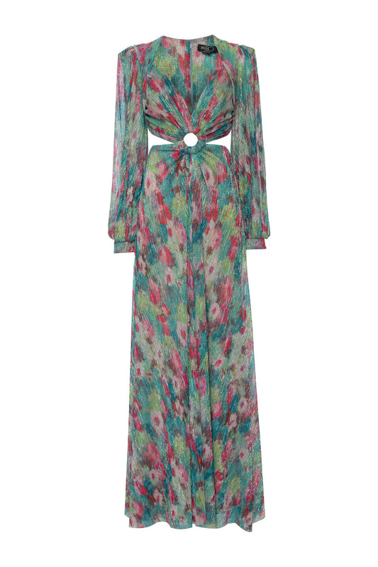 VESTIDO LONGO ARGOLA GARDEN COSMOS VERDE