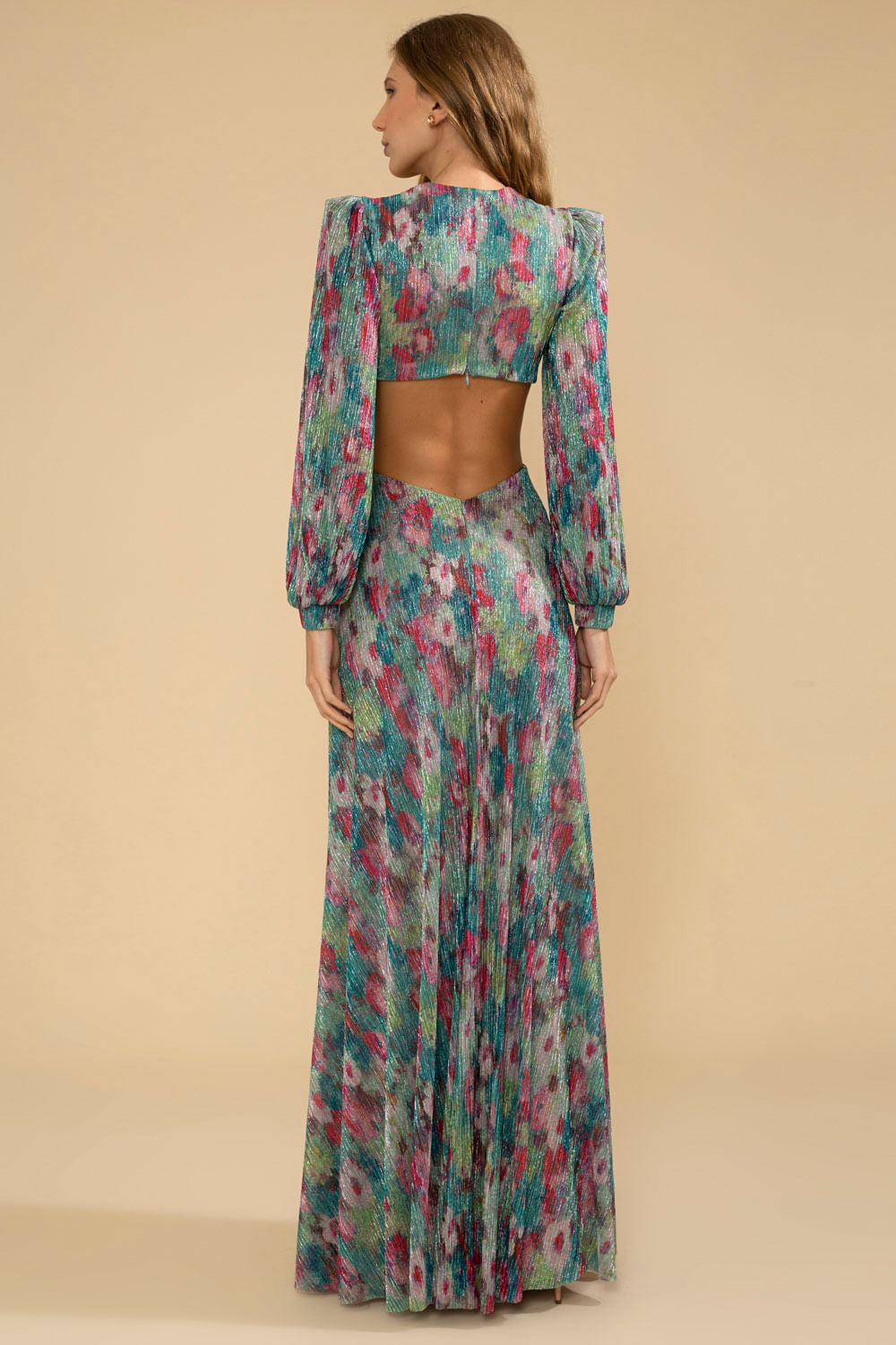 VESTIDO LONGO ARGOLA GARDEN COSMOS VERDE