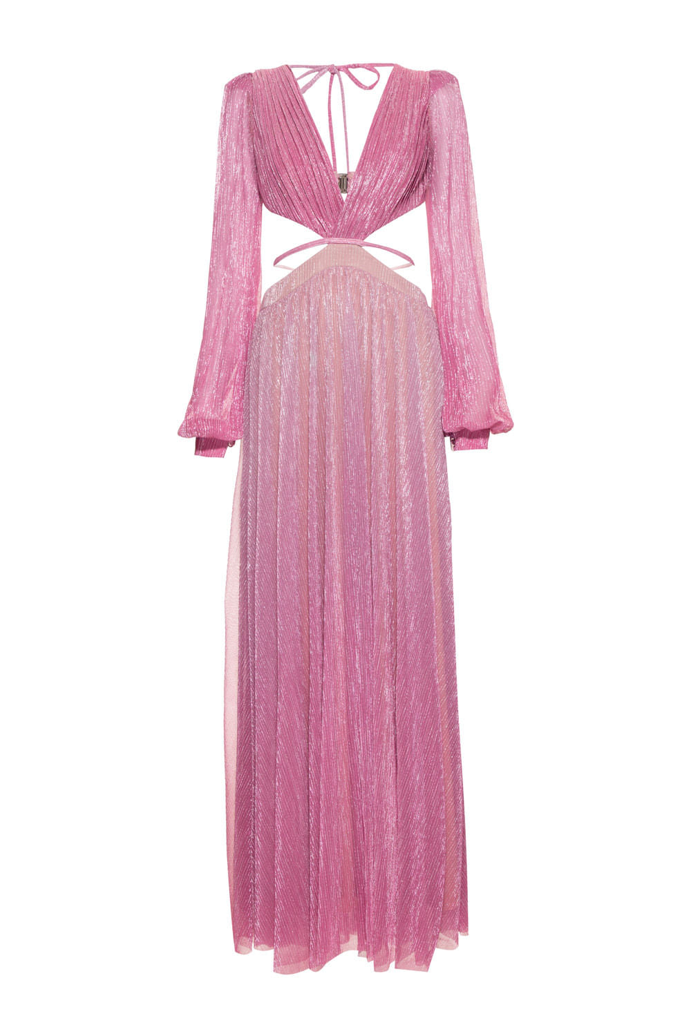 VESTIDO LONGO RECORTES LUREX TWIGGY ROSA