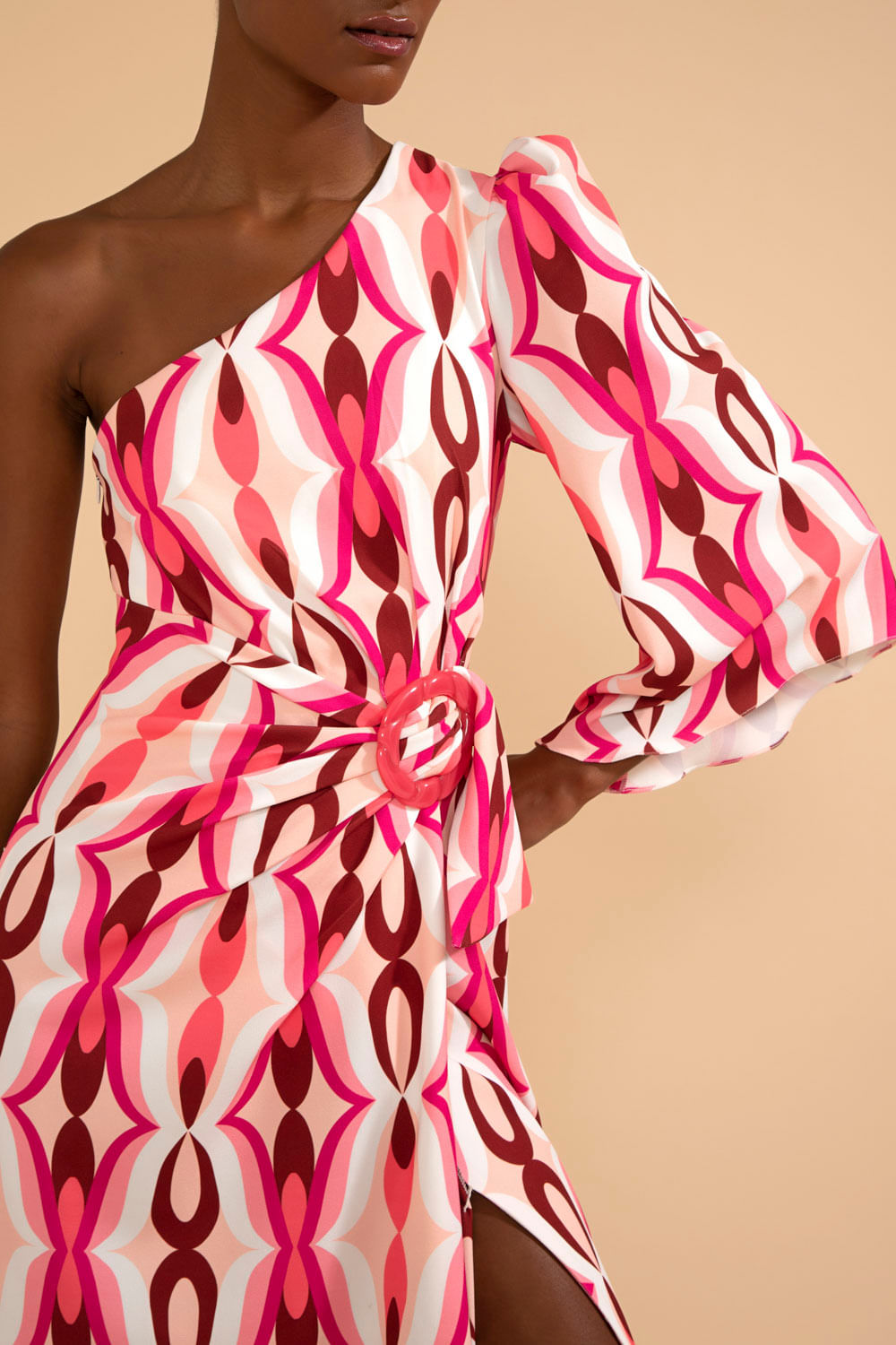 VESTIDO LONGO BUSTO ENTREMEIO TWIST ROSA