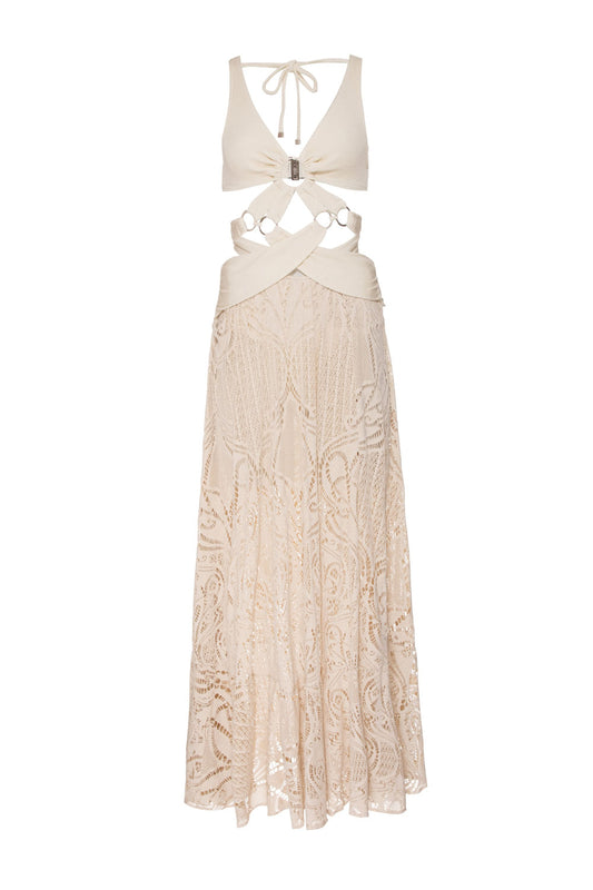 VESTIDO LONGO ARGOLAS MALHA BASEL OFF WHITE
