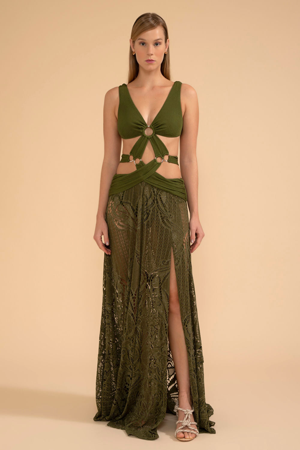 VESTIDO LONGO ARGOLAS MALHA BASEL VERDE