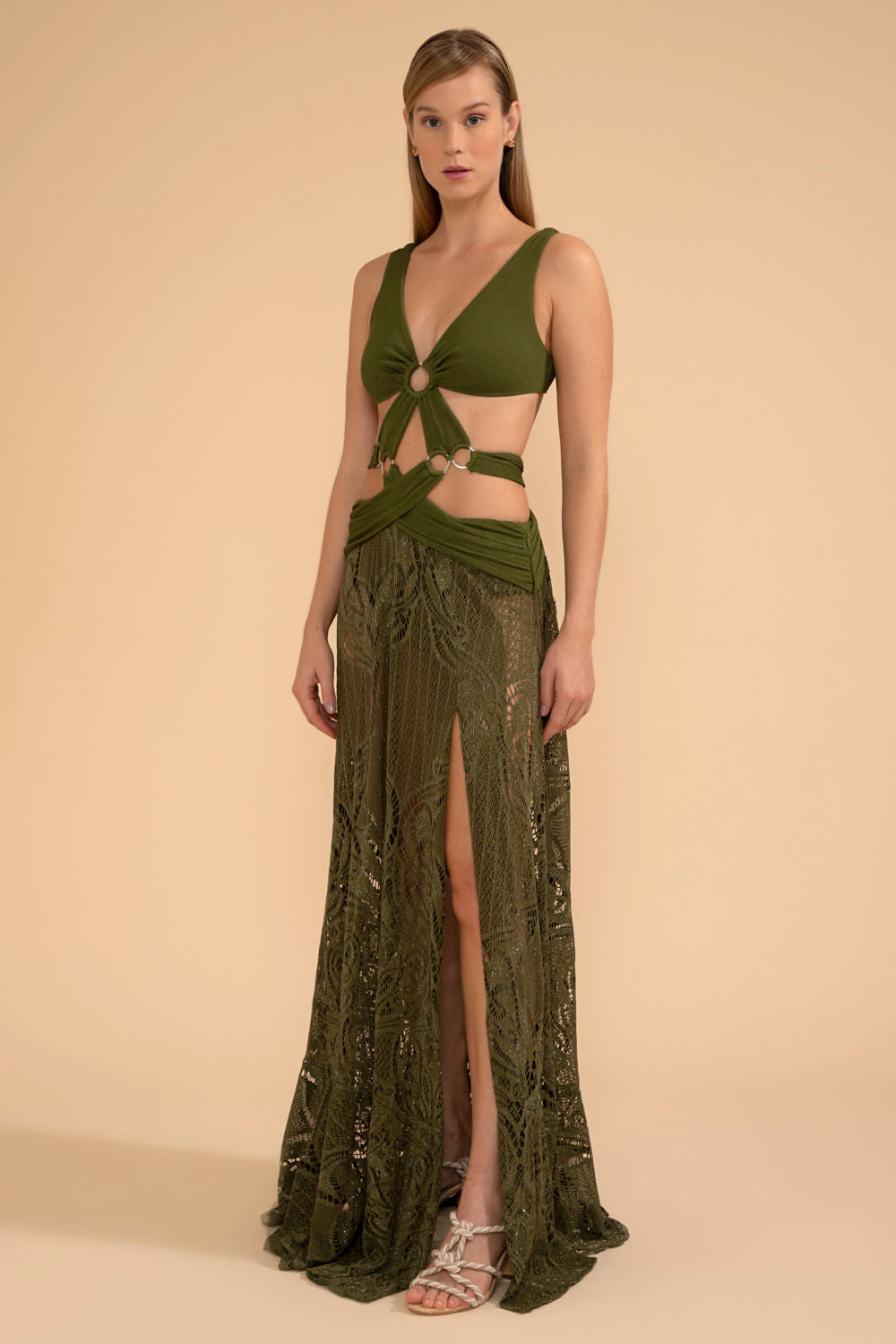 VESTIDO LONGO ARGOLAS MALHA BASEL VERDE