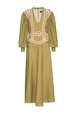 VESTIDO LONGO ENTREMEIO LINHO FRENCH VERDE