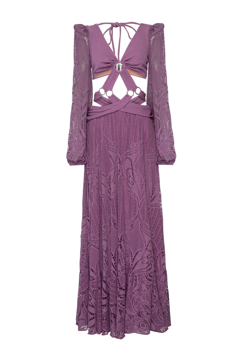 VESTIDO LONGO ARGOLAS MANGA LONGA MALHA BASEL LILAS