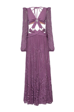 VESTIDO LONGO ARGOLAS MANGA LONGA MALHA BASEL LILAS