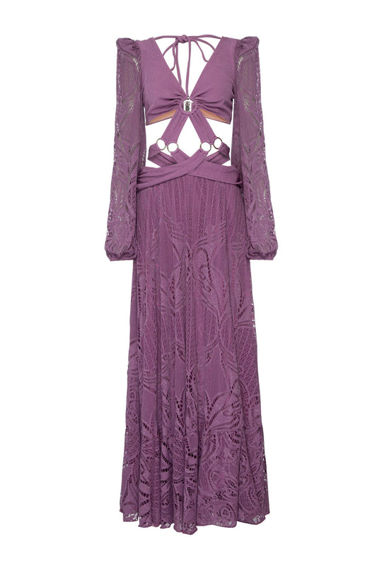 VESTIDO LONGO ARGOLAS MANGA LONGA MALHA BASEL LILAS