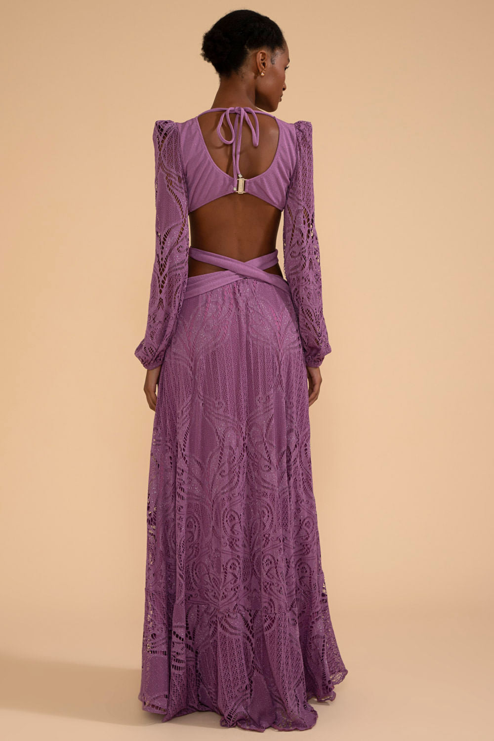 VESTIDO LONGO ARGOLAS MANGA LONGA MALHA BASEL LILAS