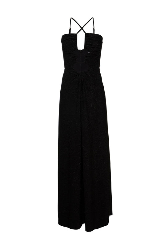 VESTIDO LONGO BUSTO FRANZIDO LUREX CAMDEN PRETO