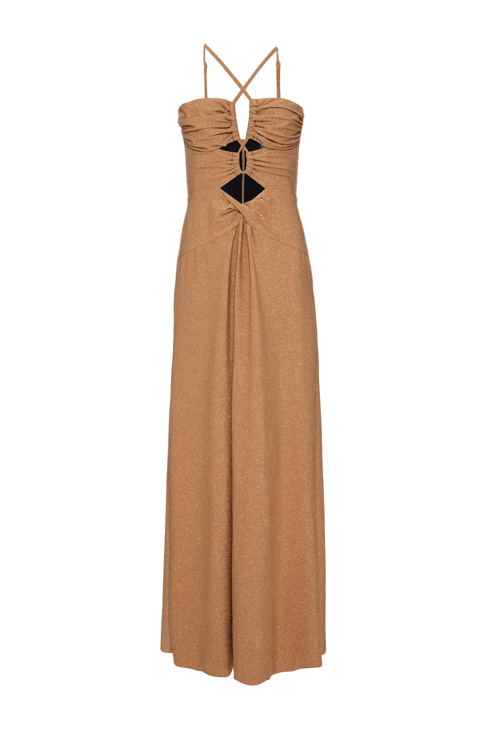 VESTIDO LONGO BUSTO FRANZIDO LUREX CAMDEN DOURADO