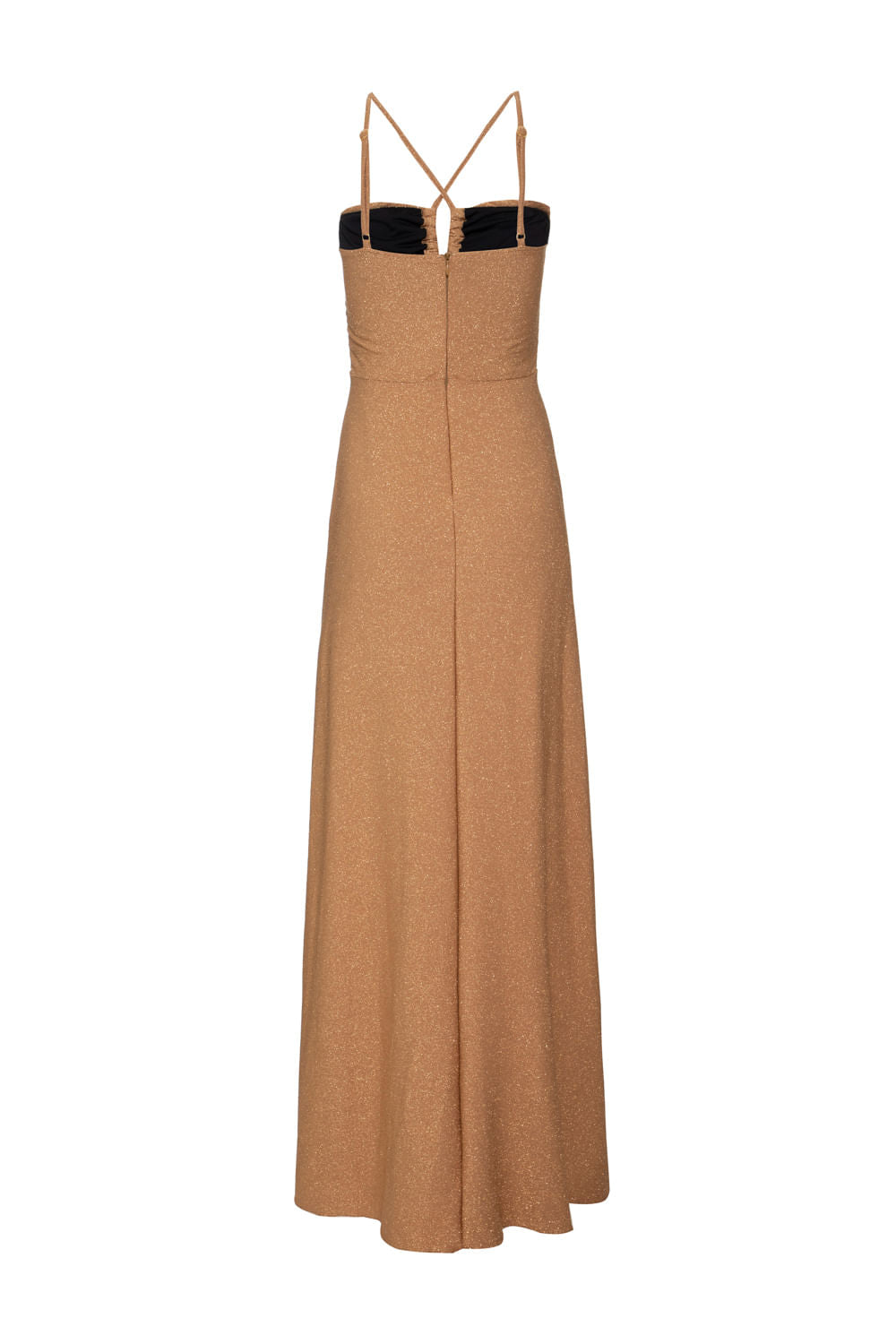 VESTIDO LONGO BUSTO FRANZIDO LUREX CAMDEN DOURADO