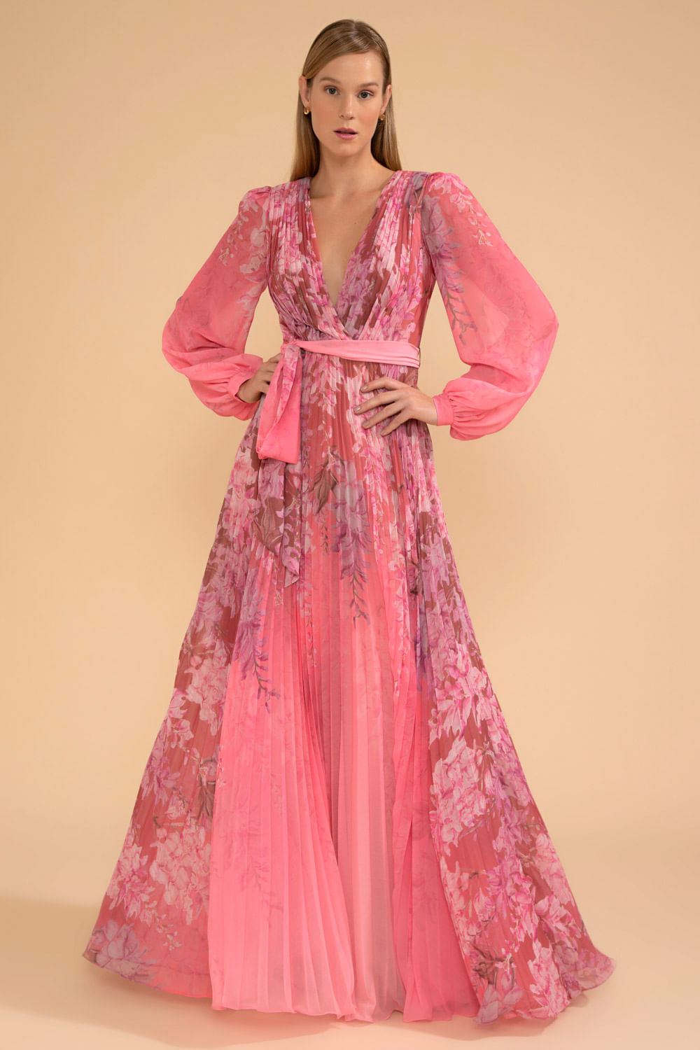 VESTIDO LONGO FAIXA COTTON CANDY ROSA