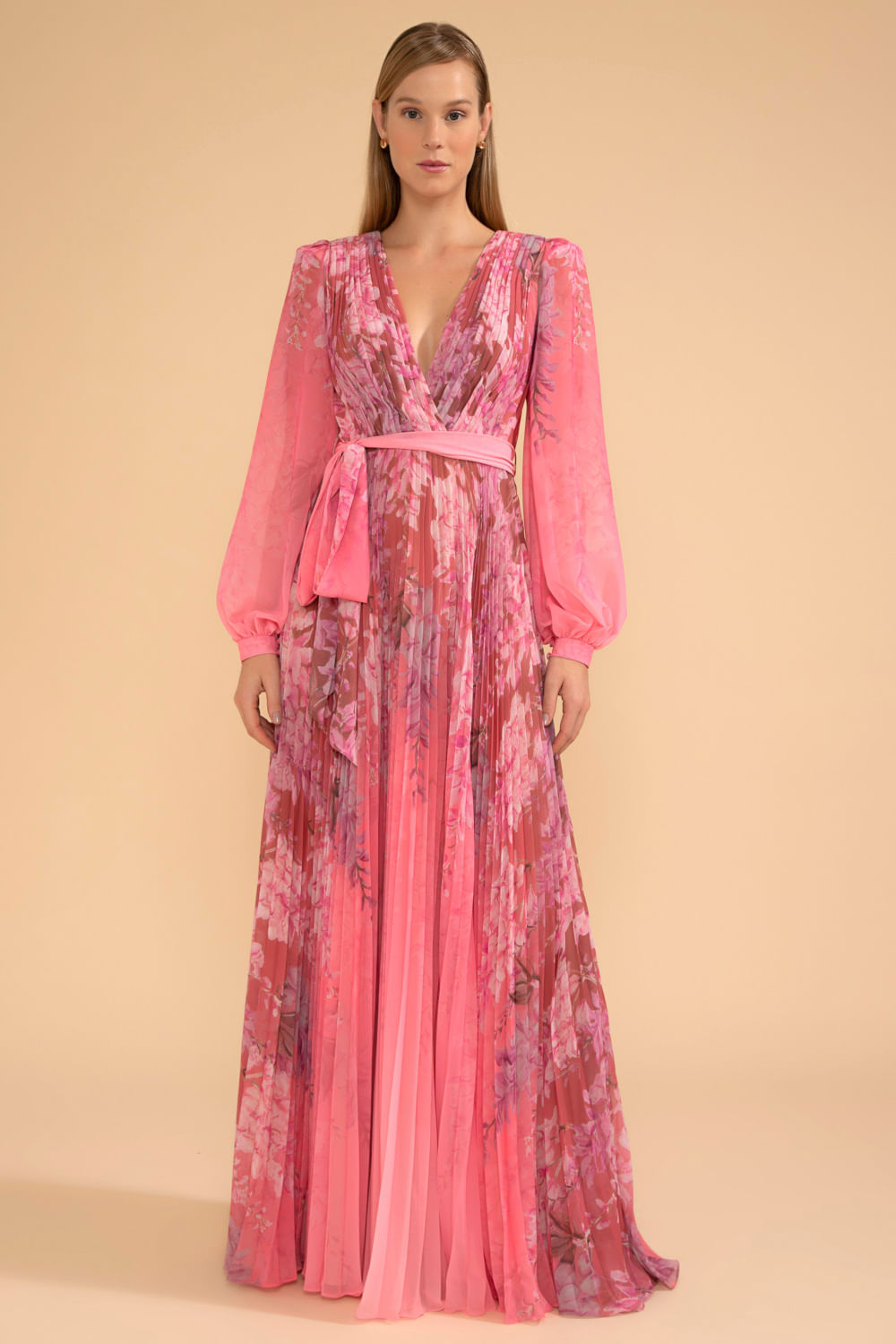 VESTIDO LONGO FAIXA COTTON CANDY ROSA