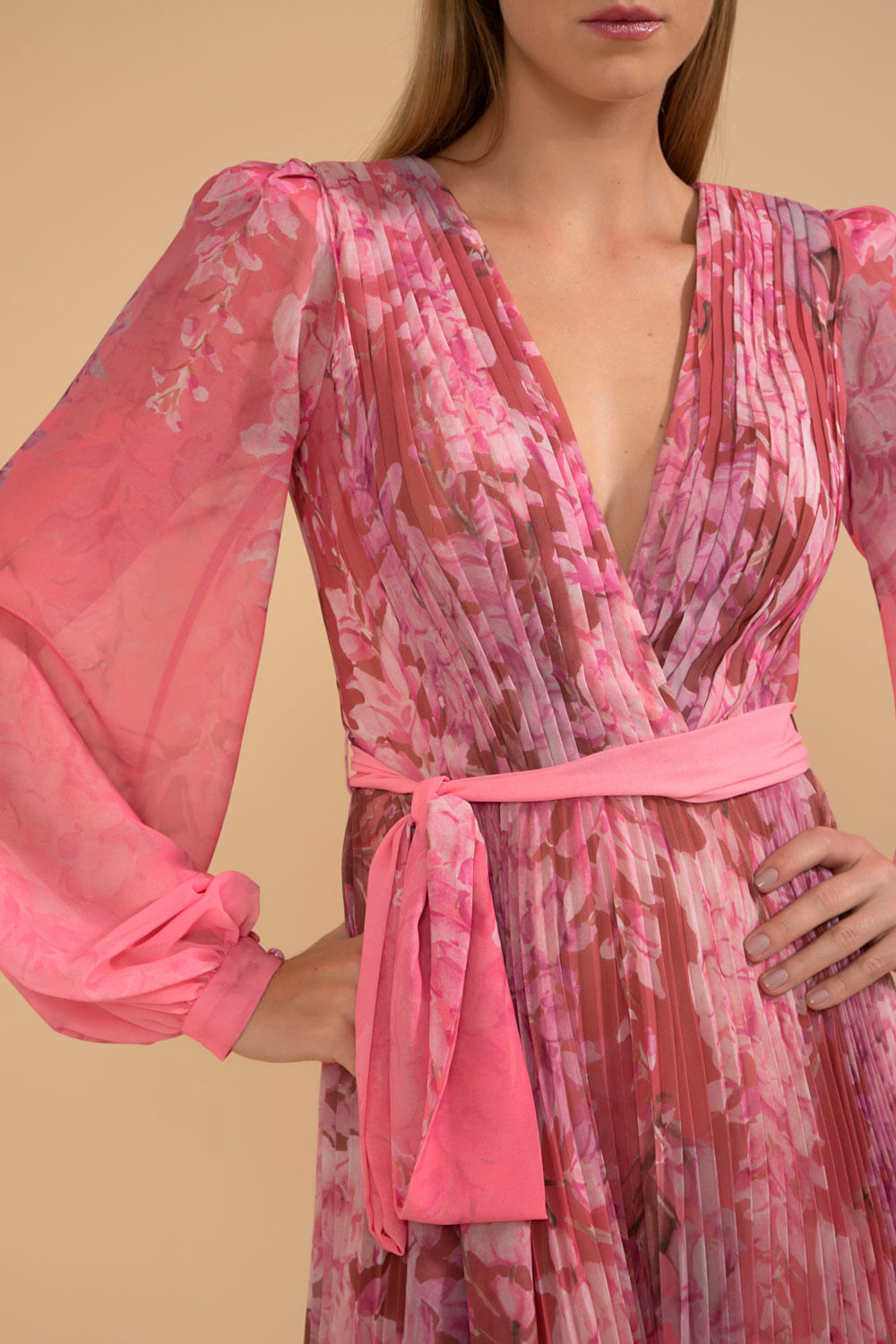 VESTIDO LONGO FAIXA COTTON CANDY ROSA