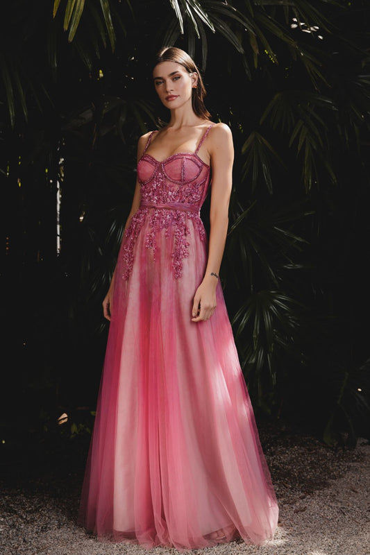 VESTIDO LONGO CORSET BORDADO COTTON CANDY ROSA