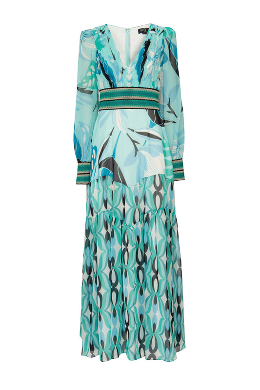 VESTIDO LONGO DECOTE FLORAL GROOVE VERDE