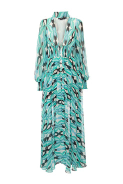 VESTIDO LONGO GOLA TWIST VERDE