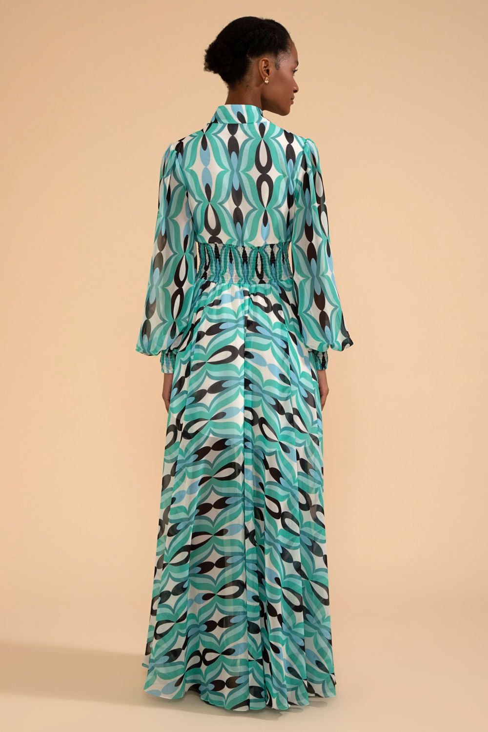 VESTIDO LONGO GOLA TWIST VERDE