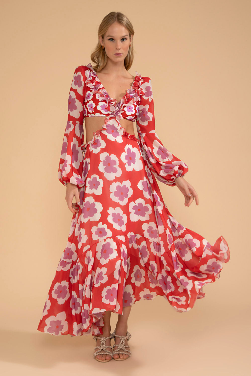 VESTIDO LONGO WIND FLOWER VERMELHO