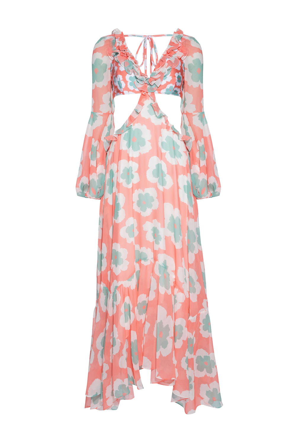 VESTIDO LONGO WIND FLOWER CORAL