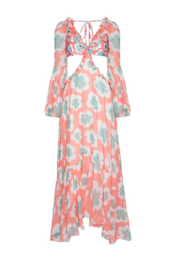 VESTIDO LONGO WIND FLOWER CORAL