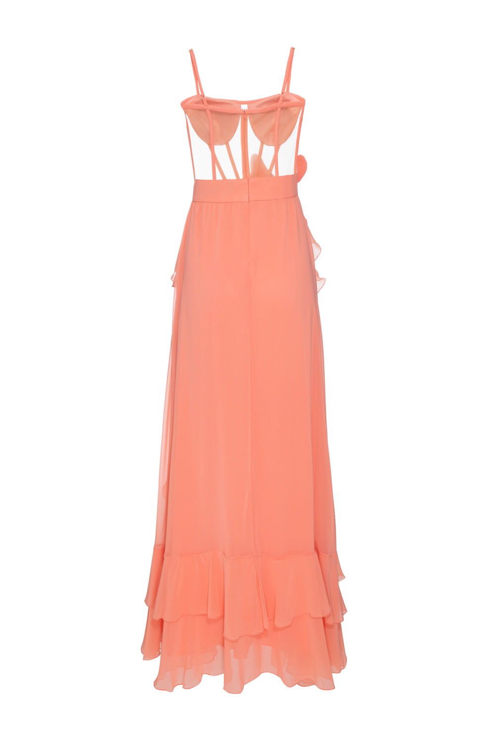 VESTIDO LONGO CORSET CHIFFON ÍRIS LARANJA