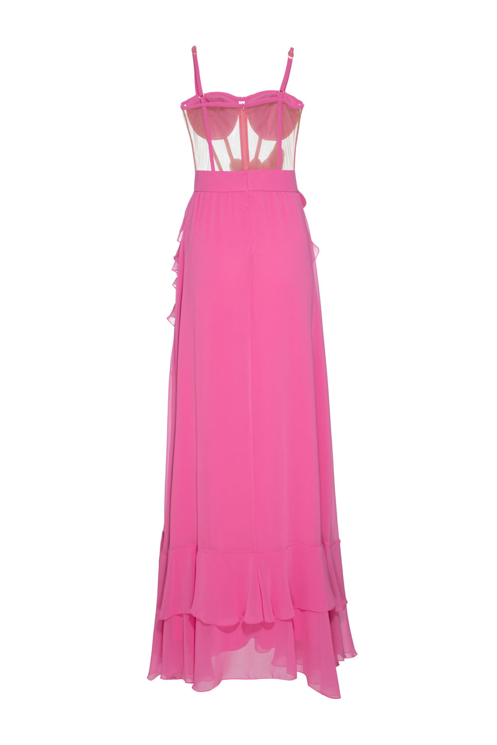 VESTIDO LONGO CORSET CHIFFON ÍRIS ROSA