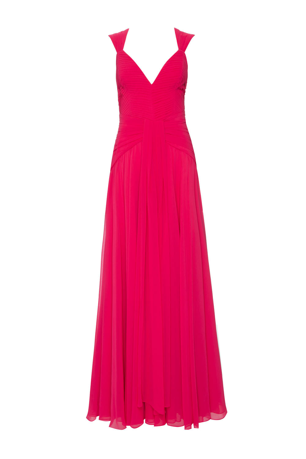 VESTIDO LONGO PALA PREGAS CHIFFON ÍRIS PINK