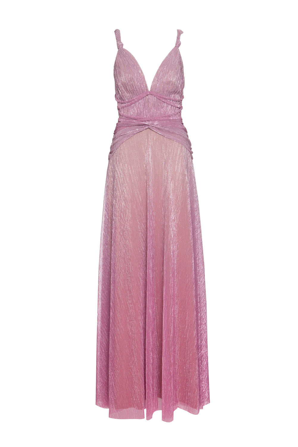 VESTIDO LONGO ALÇAS NÓ LUREX TWIGGY ROSA